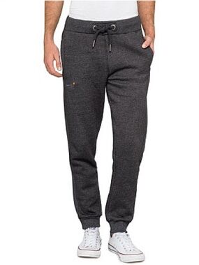 Superdry men's slim-fit tracksuit trousers/joggers in a grey melange Size Medium